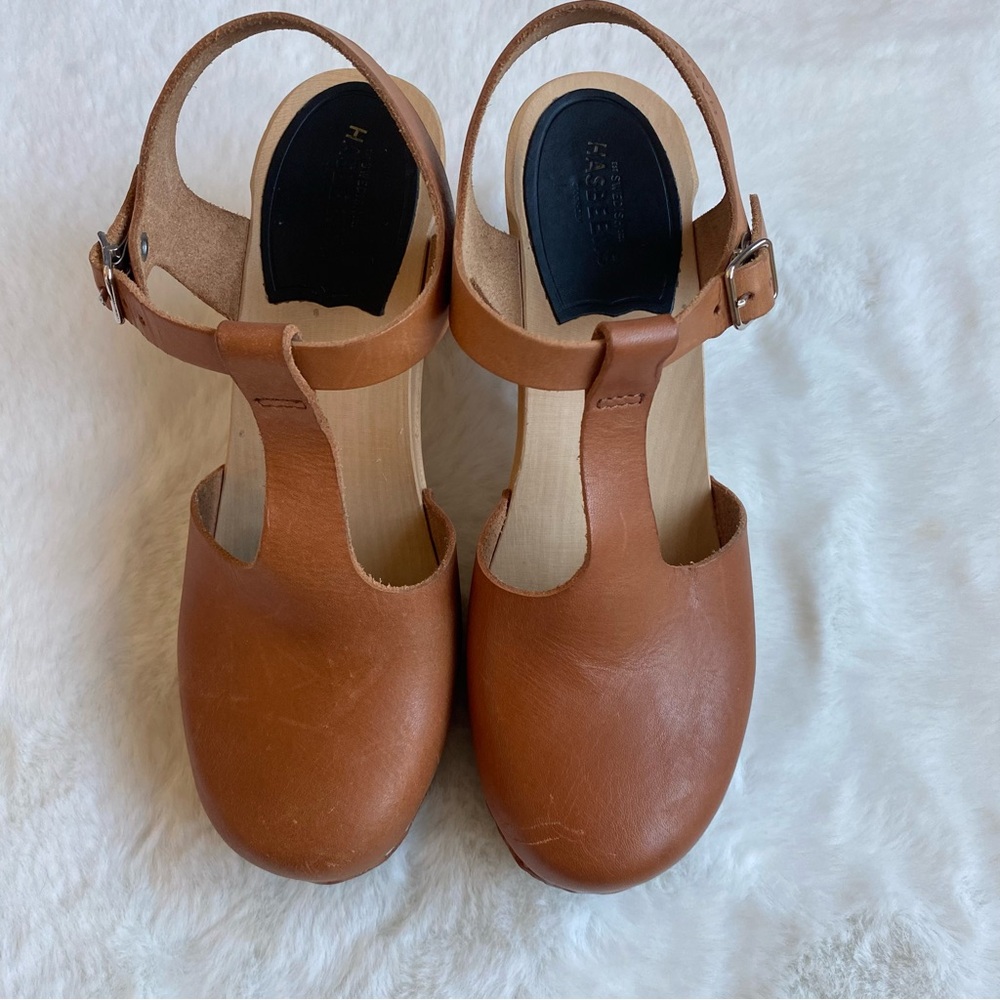 Swedish Hasbeen T-Strap Sky High Clog Sandals | Sz 38 EU, 8 US - Picture 3 of 10